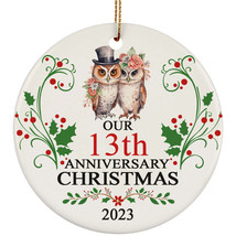 Our 13th Anniversary Christmas 2023 Ornament Gift 13 Years Owl Couple In Love - £11.83 GBP