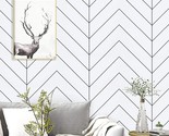 Kitico Modern White And Black Peel And Stick Wallpaper, 17.7&#39;&#39; X 472.4&#39;&#39;. - £34.59 GBP