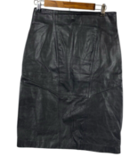 Wilsons Leather Skirt Size 14 Black 1980s Midi High Rise Moto Goth Vintage - $74.44