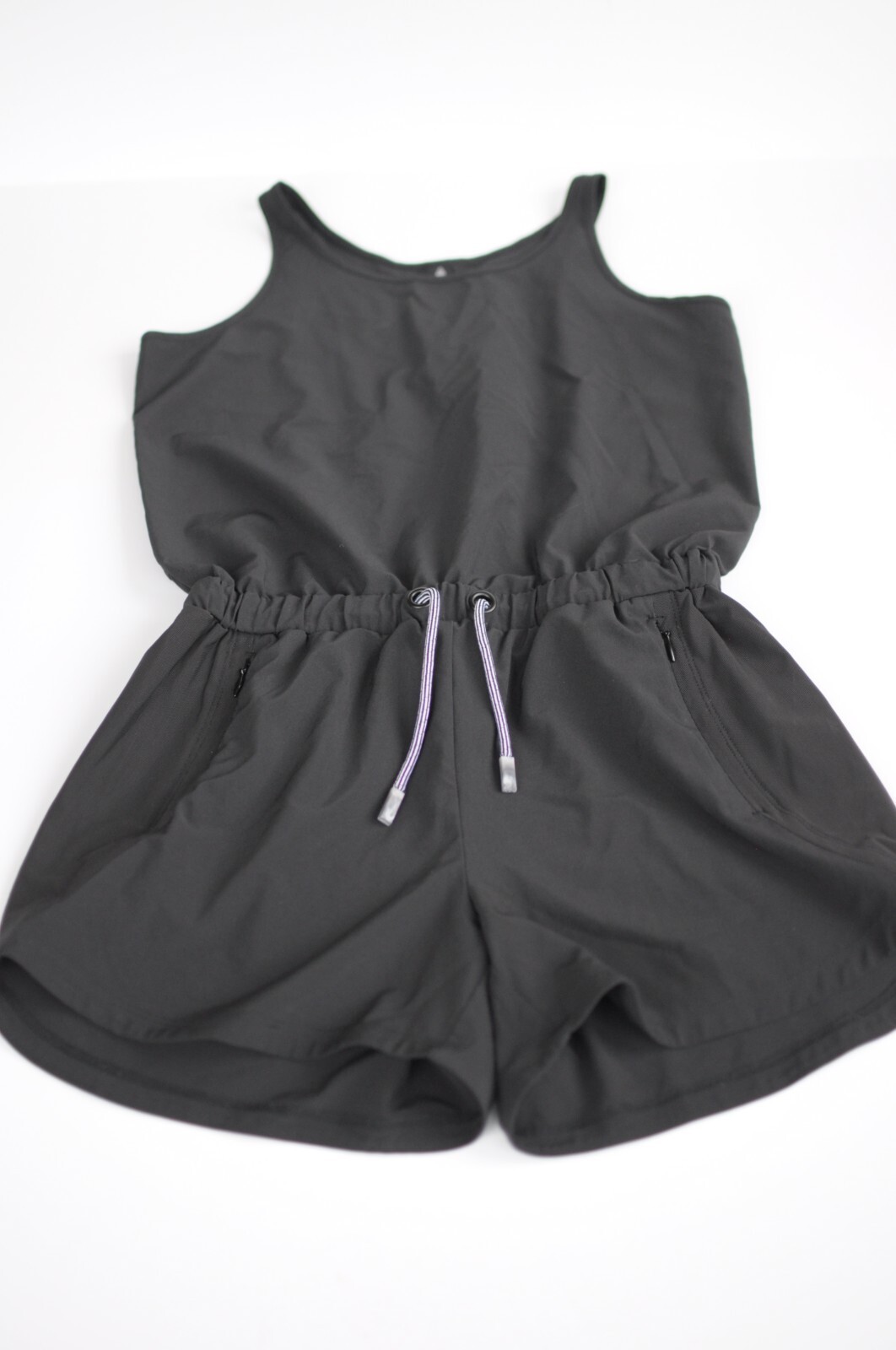 Athleta Girl All In Romper Black Active Shorts Jumpsuit Lightweight Size 12 - $22.00