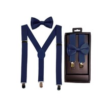 Kid Navy Blue Suspender Set With Matching Polyester Bowtie - $4.94