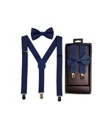 Kid Navy Blue Suspender Set With Matching Polyester Bowtie - £3.90 GBP