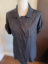 Nwot Donna Karan Black Label Black Silk Blend Shirt Sz It 44/US 8 - £154.31 GBP