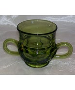 Vintage Indiana Glass Olive Green Kings Crown Thumbprint Open Sugar Bowl... - $6.78 CAD