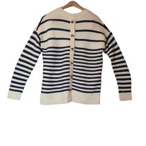 Madewell Women XXS Greensboro Stripe Button Back Sweater Breton Navy Blu... - £17.29 GBP