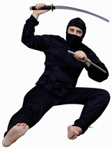 Deluxe Black Ninja Adult Halloween Costume Men&#39;s Xl Fits Up To Chest Size 48 - £22.92 GBP