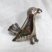 Vintage 925 Sterling Silver &amp; Abalone Parrot 1 3/8&quot; Brooch Pin Taxco PRl... - £19.60 GBP