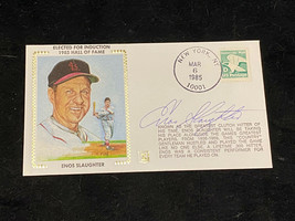 Enos Slaughter Autographed First Day Cover 1985 Hall of Fame Induction JSA - £14.74 GBP