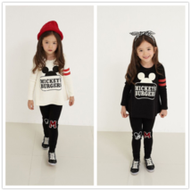 New 2pcs Kids Baby Girls Mickey Minnie Long Sleeve Tops+pants Cotton Clothes Set - £8.83 GBP