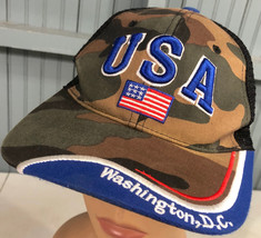 Washington DC USA Flag Camo Patriotic Adjustable Baseball Cap Hat Tourist  - £9.49 GBP