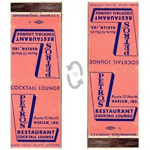 Vintage Matchbook Cover Petros Restaurant Bar Warsaw Indiana 1950s map MCM sign - £7.75 GBP