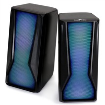 beFree Color LED 2.0 Ch Computer Gaming Desk Speakers w Lights USB AUX - £30.00 GBP