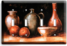 WESTERN COUNTRY RUSTIC POTTERY WINE JUG 4 GANG LIGHT SWITCH PLATES KITCH... - £14.60 GBP