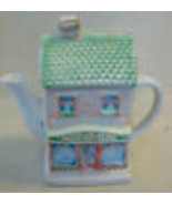 DECORATIVE CERAMIC STORE TEA POT GREEN ROOF - $28.50