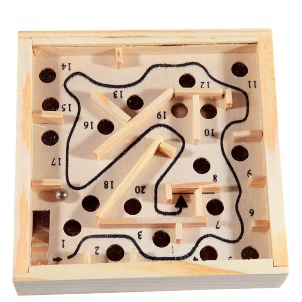 Montessori Wooden Labyrinth Toy Kids 3D Puzzle Rolling Ball Maze Board Game - £7.77 GBP