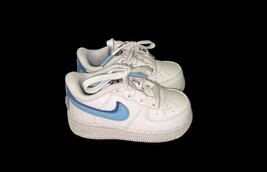 Nike Air Force 1 Toddler Shoes White Blue 4.5K Used Once Clean Sneakers baby kid image 3