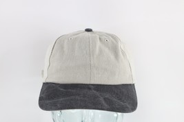NOS Vtg 90s Streetwear Blank Color Block Stonewash Strapback Hat Cap Gray Black - £19.45 GBP