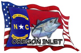 USA NC Flags Tuna Oregon Inlet Decal Sticker Car Wall Window Cup Cooler Laptop - $6.95+