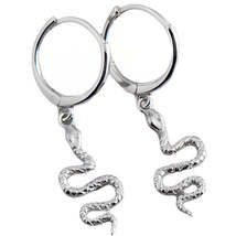 Anyco Earrings Small Sterling Silver Cute Chic Punk Long Bohemian Snake Stud  - £16.75 GBP