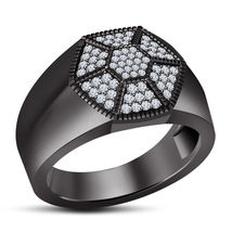14k Black GP New Style Fashion Men&#39;s Cluster Band Ring With White Sim Diamond - £81.33 GBP