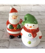 Salt Pepper Shakers Santa Snowman Christmas Ceramic Holiday Dining Decor... - $313.71 MXN
