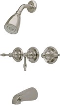 Brushed Nickel, Three-Lever, Tub And Shower Faucet From Kingston Brass With A - $104.94