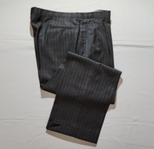 Men&#39;s Chiavari Gray Striped Pleated Cuffed Dress Pants - 43.5 x 30.5 - £15.40 GBP