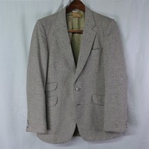 Vtg Bespoke 36R | 32 x 32 Oatmeal Tweed 3 Piece Mens Vest Suit Jacket Pants - $69.99
