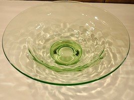 CAMBRIDGE MARKED C TRIANGLE GREEN HONEYCOMB BOWL 10&quot; DEPRESSION GLASS - $38.61