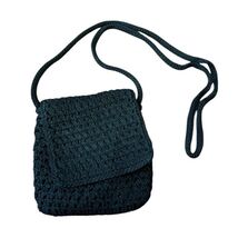 The Sak Original Crochet Crossbody Bag Purse Black Zip Top Travel Boho R... - $14.84