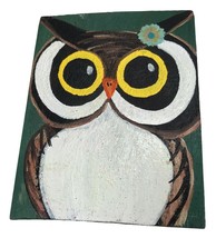 Vintage Owl Painting on Wood Boho Bird Kitsch Woodland - £13.38 GBP
