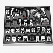 Universal StitchMaster 32-Piece Presser Foot Kit - Fits Baby Lock, Elna, Toyota, - £46.59 GBP