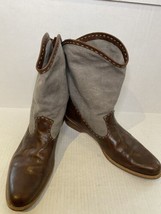 Henry Cuir Barney’s Women’s size 40.5 US 10 Canvas Leather Boots Hand Made Italy - £175.05 GBP