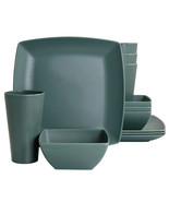 Gibson Home Grayson Melamine 12 Piece Square Dinnerware Set in Green - $59.43 CAD