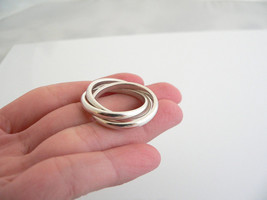Tiffany & Co Silver Triple Rolling Stacking Ring Band Sz 4.75 Rare Interlocking  - $348.00