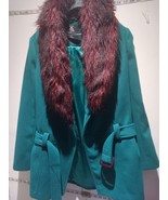 ATMOSPHERE Ladies Coat Size 10 green faux fur Collar - £2.82 GBP