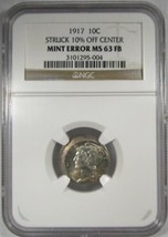 1917 NGC Error! MS63FB 10% Off Center RARE Certified Coin Mercury Dime AK38 - $2,063.55