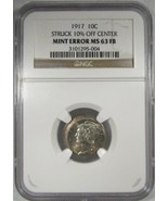 1917 NGC Error! MS63FB 10% Off Center RARE Certified Coin Mercury Dime AK38 - £1,617.19 GBP