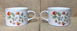 Vintage Dolphin Fine China Berry Patch Strawberry Soup Mugs Set Of Two - $12.87