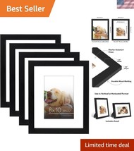 Durable Black Composite Wood Picture Frames - 4 Pack for 8x10 &amp; 5x7 Photos - $35.00
