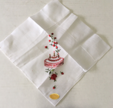 Vintage embroidered Happy Birthday handkerchief made in Switzerland ladi... - $27.03 CAD