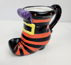 Halloween Witch Boot Shoe Sculpted 3D Figural Mug Planter Gibson Orange &amp; Black - £17.72 GBP