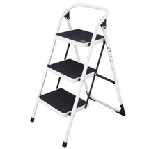 Folding Ladder 3-Step Handgrip Anti-Slip Platform Foldable Utility Safety Lock - £60.42 GBP
