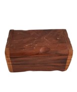 Trinket Box Small Wooden Storage Jewelry Necklace Wood Carved Velvet Int... - $32.01 CAD