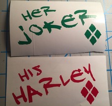 Suicide Squad|His And Hers Set| Her Joker| His Harley| Vinyl|DECAL|Harley Quinn - £4.82 GBP