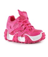 Anthony Wang Hot Pink Tentacle Hidden Wedge Platform Womens Sneakers - £60.52 GBP