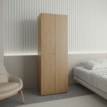 Modern 2-Door Closet Armoire System: Hanging Rod, Shelves, Oak - €248,25 EUR