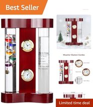 Classic Mahogany Weather Station with Temperature Accuracy &amp; Fitzroy Sto... - $116.77