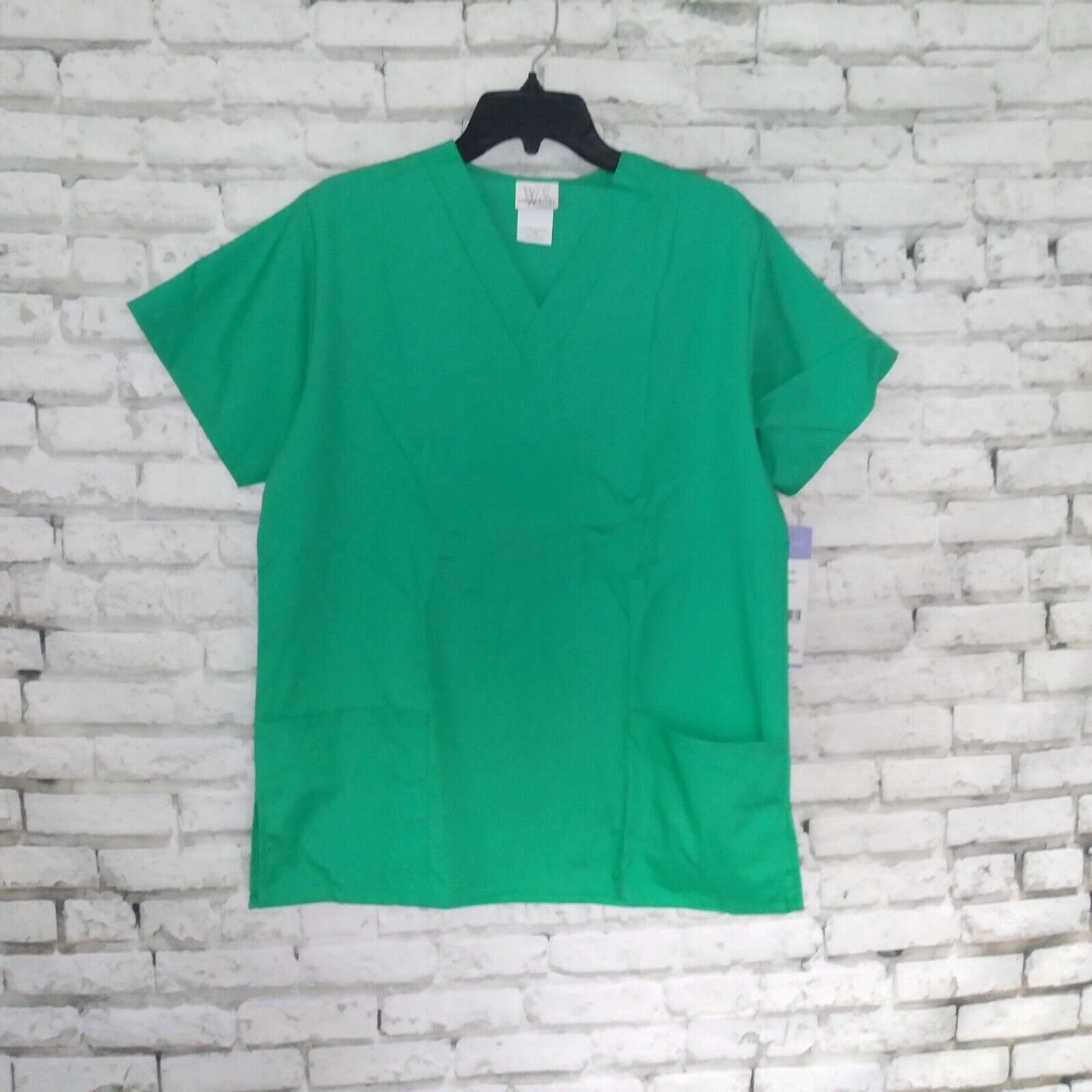 WS Fundamentals by White Swan Scrub Top Womens Medium Green Short Sleeve... - $11.99
