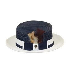 Men's Bruno Capelo Belvedere 2-Tone Straw Style Fedora Hat BD967 Navy/white image 3